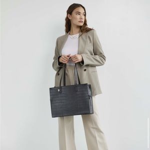 BEIS Work Tote in Black Croc